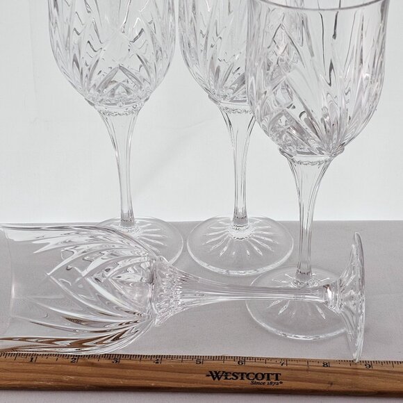 Cristal D'Arques Madrigal Water Goblet Glasses 8.5" set/4 fan cut crystal ribbed - Picture 8 of 9